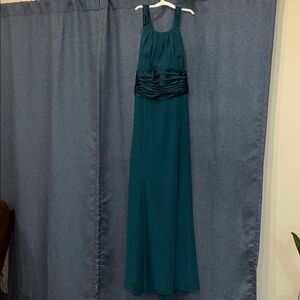 David's Bridal Teal Gathered Maxi Dress